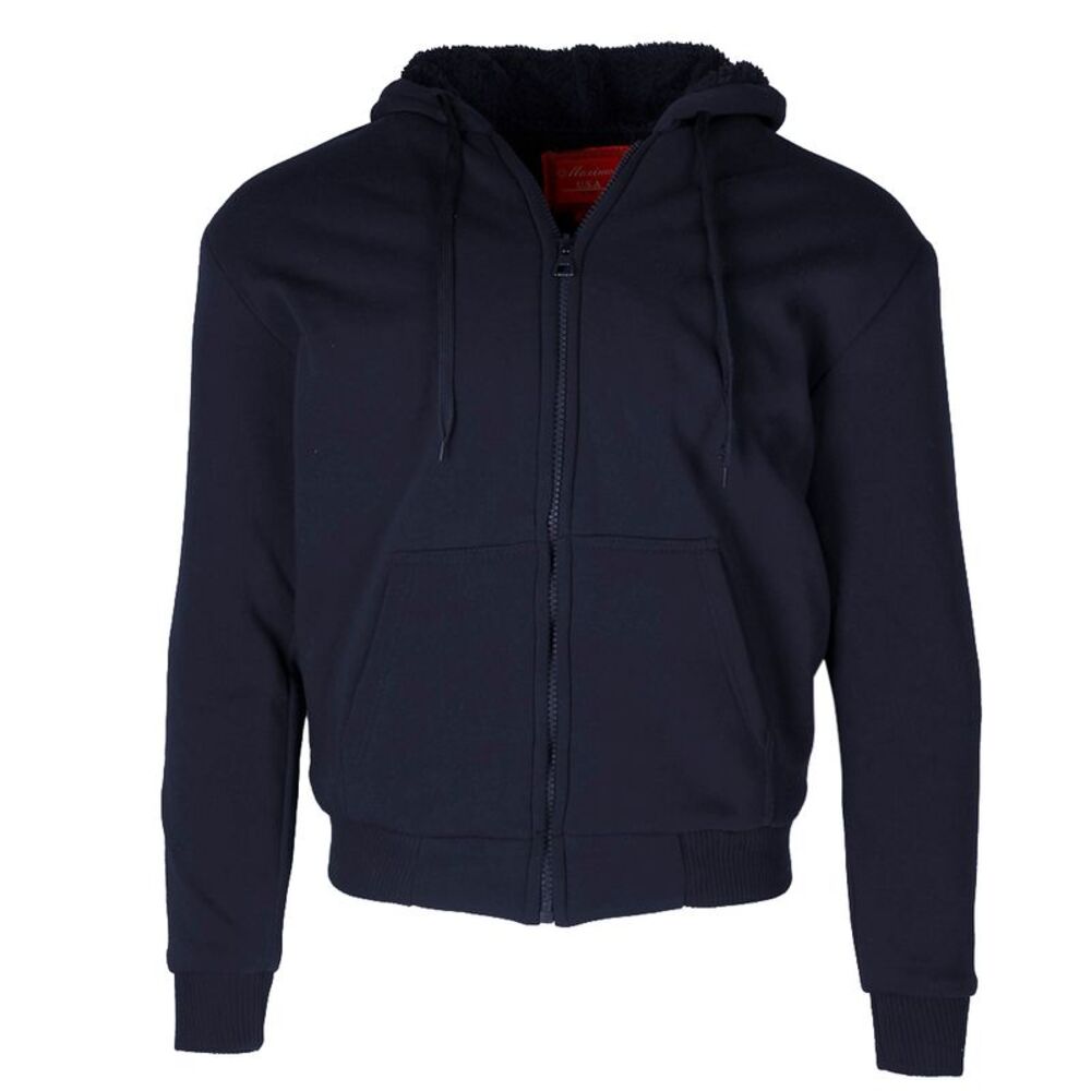 Maximos Men's 5008 Sherpa Lined Long Sleeve Full Zip Hoodie Navy
